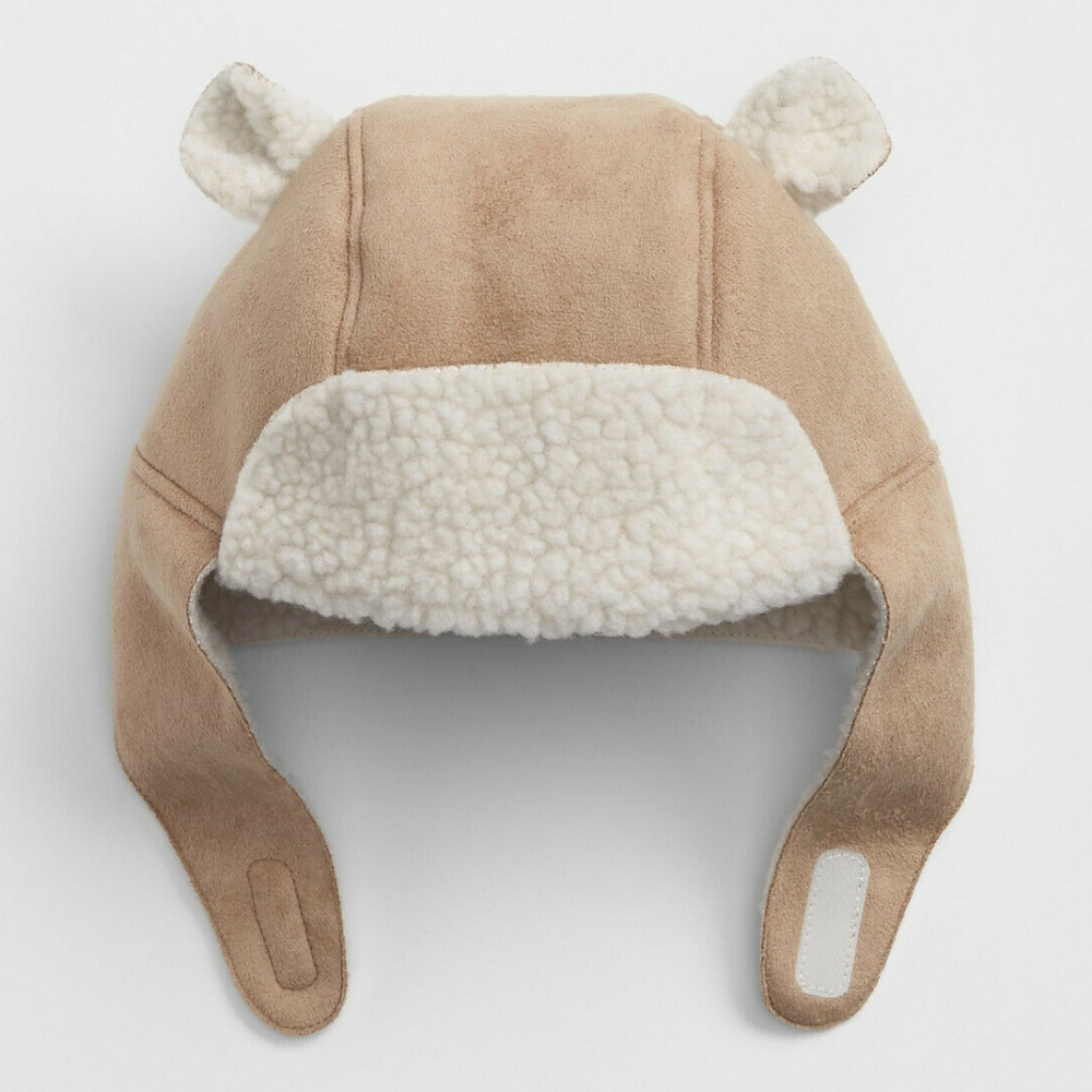 Baby Gap NWT Faux Suede Shearling Lined Bear Trapper 0-6 Months